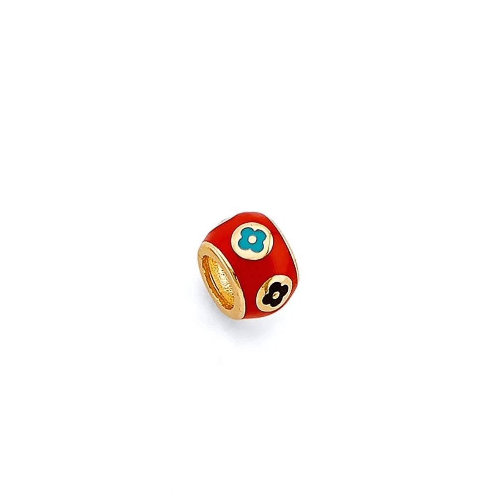 NEW 14K YELLOW GOLD ENAMEL FLOWER SLIDER: NEW 14K YELLOW GOLD ENAMEL FLOWER SLIDER ENAMEL FLOWER SLIDER NEW 14K YELLOW GOLD Height : 7 mm Width : 8 mm Apx. WEIGHT : 1.2g