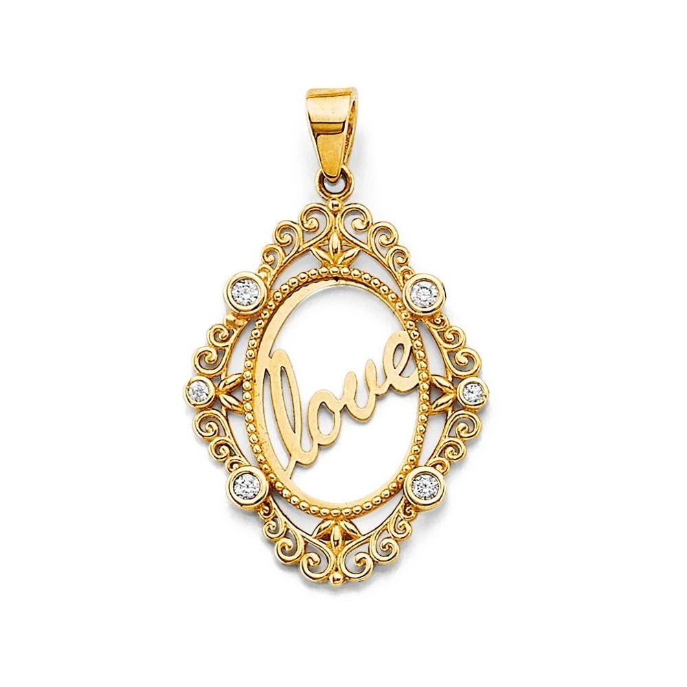 NEW 14K YELLOW GOLD LOVE PENDANT: NEW 14K YELLOW GOLD LOVE PENDANT LOVE PENDANT NEW 14K YELLOW GOLD Height : 30 mm Width : 18 mm Apx. WEIGHT : 1.5g