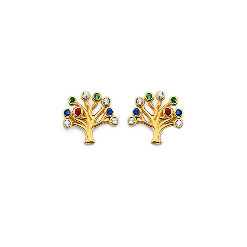 NEW 14K YELLOW GOLD TREE OF LIFE PUSH BACK EARRINGS: NEW 14K YELLOW GOLD TREE OF LIFE PUSH BACK EARRINGS TREE OF LIFE PUSH BACK EARRINGS NEW 14K YELLOW GOLD HEIGHT - 8 mm WIDTH - 10 mm Apx WEIGHT - 1.2 g