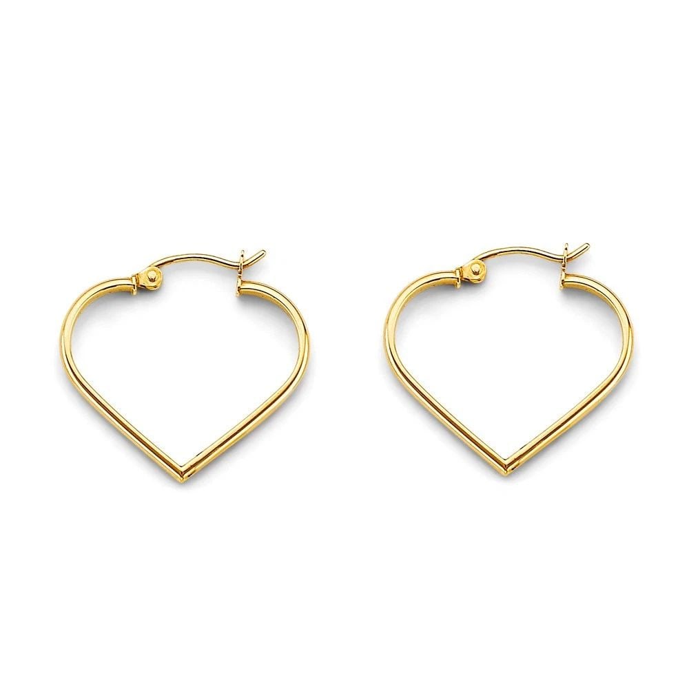NEW 14K YELLOW GOLD HEART TUBE HOOP EARRINGS: NEW 14K YELLOW GOLD HEART TUBE HOOP EARRINGS HEART TUBE HOOP EARRINGS NEW 14K YELLOW GOLD HEIGHT - 20 mm WIDTH - 25 mm Apx WEIGHT - 1.1 g
