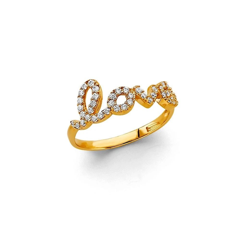NEW 14K TWO TONE GOLD LOVE RING -SIZE 7 (1 of 2)