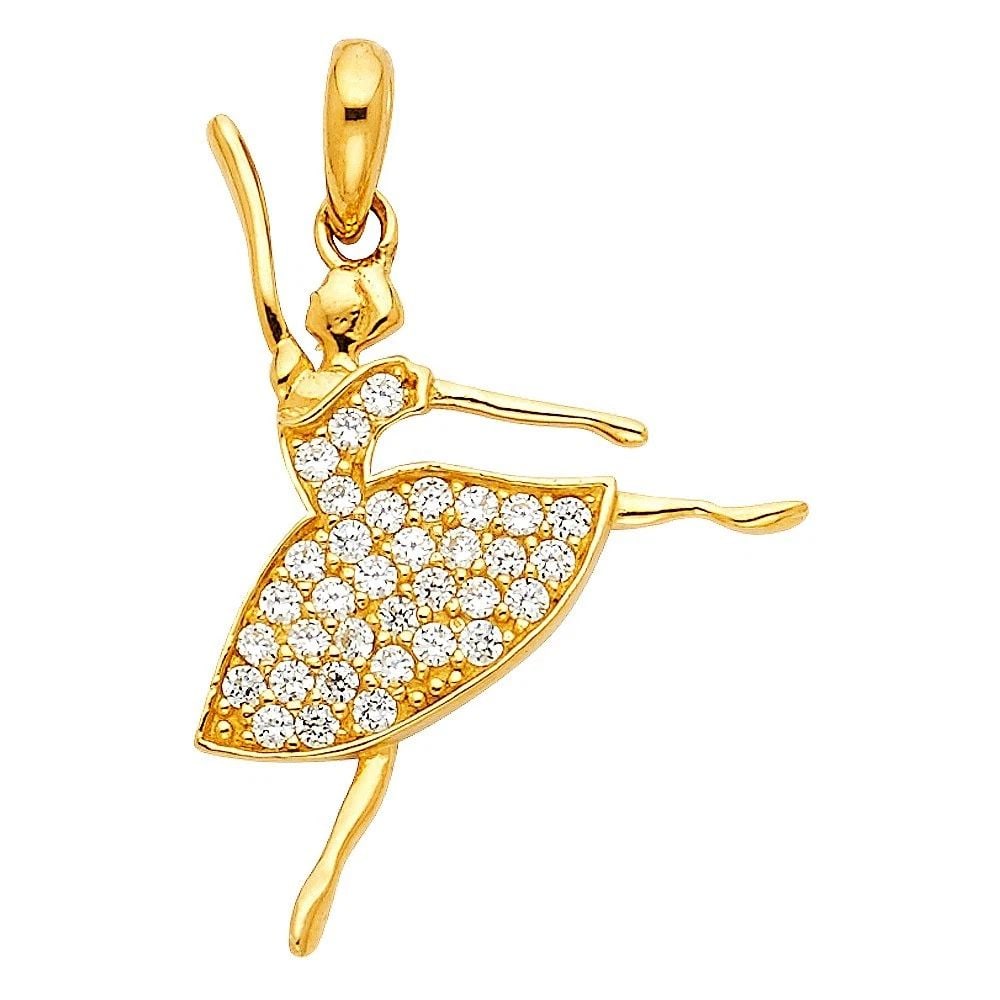 NEW 14K YELLOW GOLD DANCING PENDANT (1 of 2)