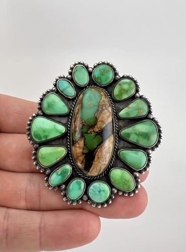 HUGE MICHAEL PERRY NAVAJO STERLING SILVER HIGH GRADE ROYSTON TURQUOISE OVAL RING: MASSIVE Michael Perry Navajo Sterling Silver High Grade Royston Turquoise Oval Ring Ring Size: 9.5 - Adjustable In Size Weight is 52.3g Grams on my scale Metal: Sterling Silver Face of The Ring is 2 1