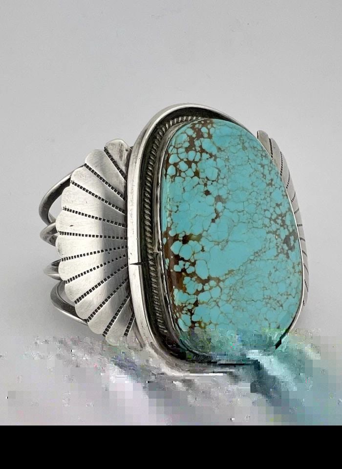 VTG NAVAJO STERLING SILVER NATURAL SPIDERWEB #8 TURQUOISE CUFF BRACELET 77.7G: VTG NAVAJO STERLING SILVER NATURAL SPIDERWEB #8 TURQUOISE CUFF BRACELET 77.7G HUGE Vtg Navajo Sterling Silver Natural Spiderweb #8 Turquoise Cuff Bracelet 77.7g Cuff is Slightly Over 5 1/2" tip to Tip