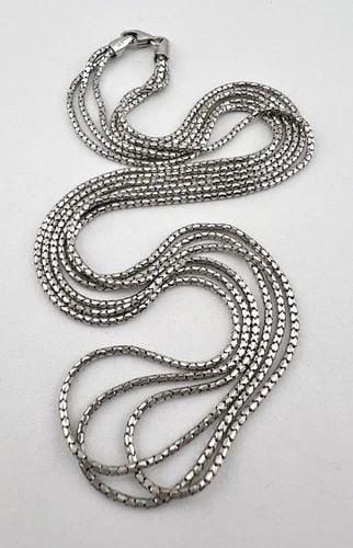 DESIGNER 14K WHITE GOLD ITALY ROUND BOX LINK 3 STAND WATERFALL NECKLACE 17"-5.7G (1 of 1)