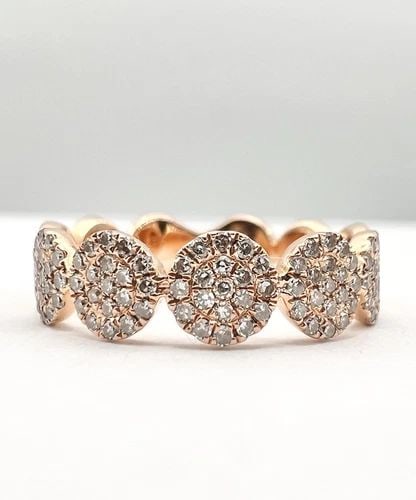 DESIGNER CONTEMPORARY 14K ROSE GOLD .50CT MICRO PAVE DIAMOND ROUND CIRCLE RING: DESIGNER CONTEMPORARY 14K ROSE GOLD .50CT MICRO PAVE DIAMOND ROUND CIRCLE RING Designer Contemporary 14k Rose Gold .50ct Micro Pave Diamond Round Circle Ring Ring Size: 6.25 - Can Be Resized Metal: 14