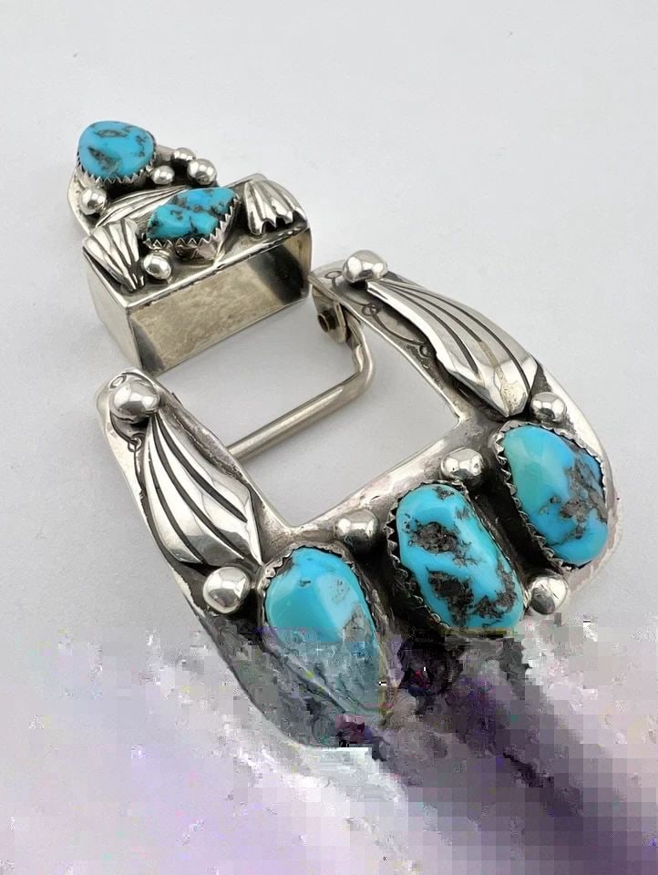 VTG NAVAJO STERLING SILVER KINGMAN TURQUOISE DEEP STAMPED RANGER 3PC BELT BUCKLE: VTG NAVAJO STERLING SILVER KINGMAN TURQUOISE DEEP STAMPED RANGER 3PC BELT BUCKLE Vtg Navajo Sterling Silver Kingman Turquoise Deep Stamped Ranger 3pc Belt Buckle Buckle Size: 1 5/8" Tall By About 2" W