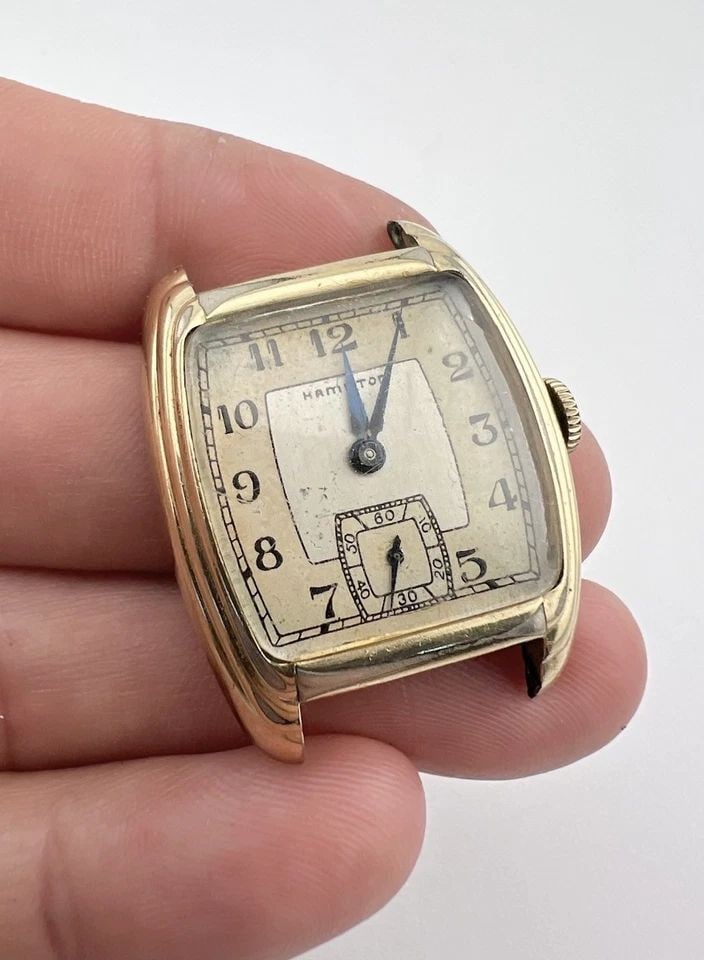 ANTIQUE HAMILTON CLASSIC MODEL 987A 10K GOLD FILLED 17 JEWEL 28MM MEN'S WATCH (1 of 2)
