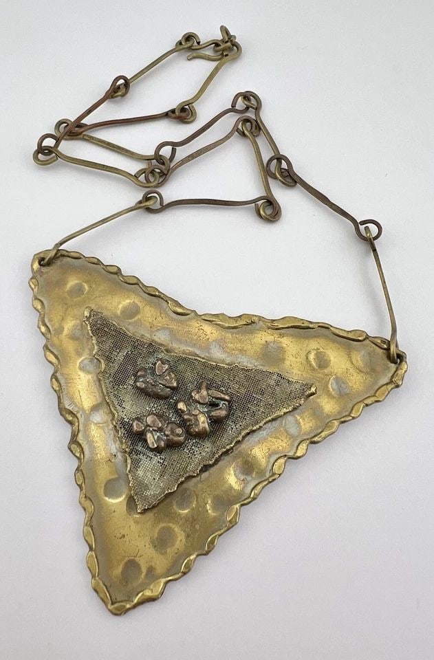 VTG BRUTALIST WEARABLE ART PAL KEPENYES? JACK BOYD? BRONZE ARTISAN NECKLACE 23" (1 of 2)