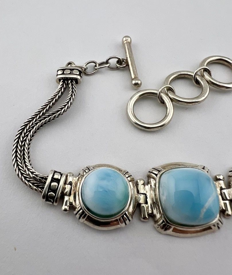 DESIGNER BBJ LARIMAR STERLING SILVER BRACELET TOGGLE CLASP (1 of 2)