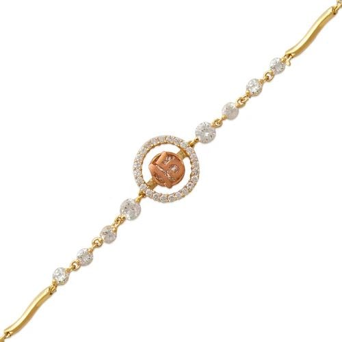 NEW 14K TWO TONE GOLD FANCY 15 ANOS HALO BRACELET: NEW 14K TWO TONE GOLD FANCY 15 ANOS HALO BRACELET FANCY 15 ANOS HALO BRACELET NEW 14K TWO TONE GOLD LENGTH: 7" inch AVERAGE Apx WEIGHT: 7.0g