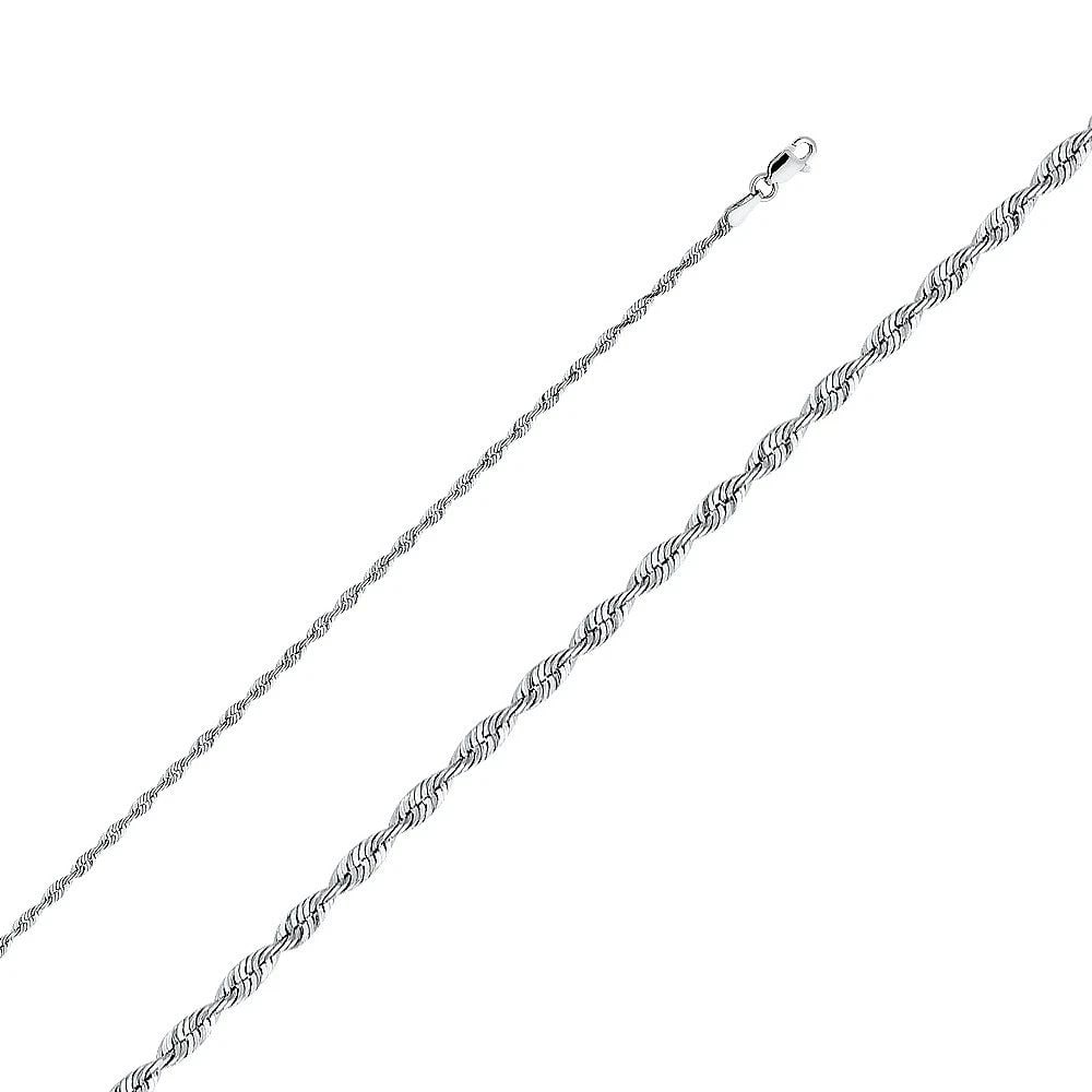 NEW 14K WHITE GOLD 2.3MM SOLID EXTRA LIGHT DC ROPE CHAIN (1 of 2)