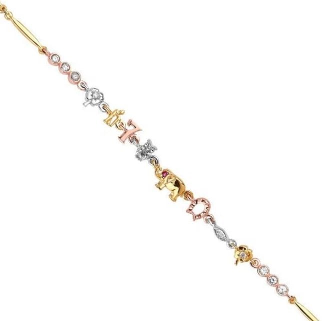 NEW 14K TRI COLOR GOLD LUCKY BRACELET (1 of 2)