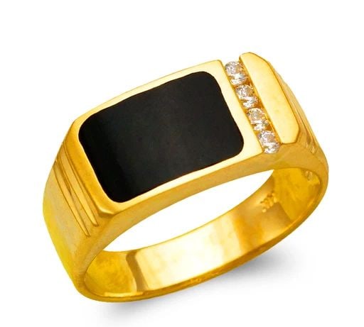 NEW 14K YELLOW GOLD MEN'S FULL CUT ONYX RING (1 of 2)