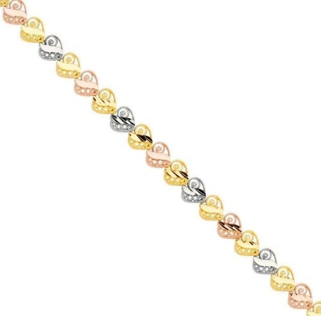 NEW 14K TRI COLOR GOLD BRACELET: NEW 14K TRI COLOR GOLD BRACELET BRACELET NEW 14K TRI COLOR GOLD LENGTH - 7.5in Apx WEIGHT - 6.8g