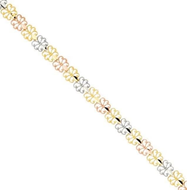 NEW 14K TRI COLOR GOLD BRACELET: NEW 14K TRI COLOR GOLD BRACELET BRACELET NEW 14K TRI COLOR GOLD LENGTH - 7.5in Apx WEIGHT - 6.8g