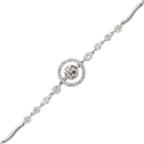 NEW 14K WHITE GOLD FANCY 15 ANOS HALO BRACELET: NEW 14K WHITE GOLD FANCY 15 ANOS HALO BRACELET FANCY 15 ANOS HALO BRACELET NEW 14K WHITE GOLD LENGTH: 7" inch AVERAGE Apx WEIGHT: 6.8g