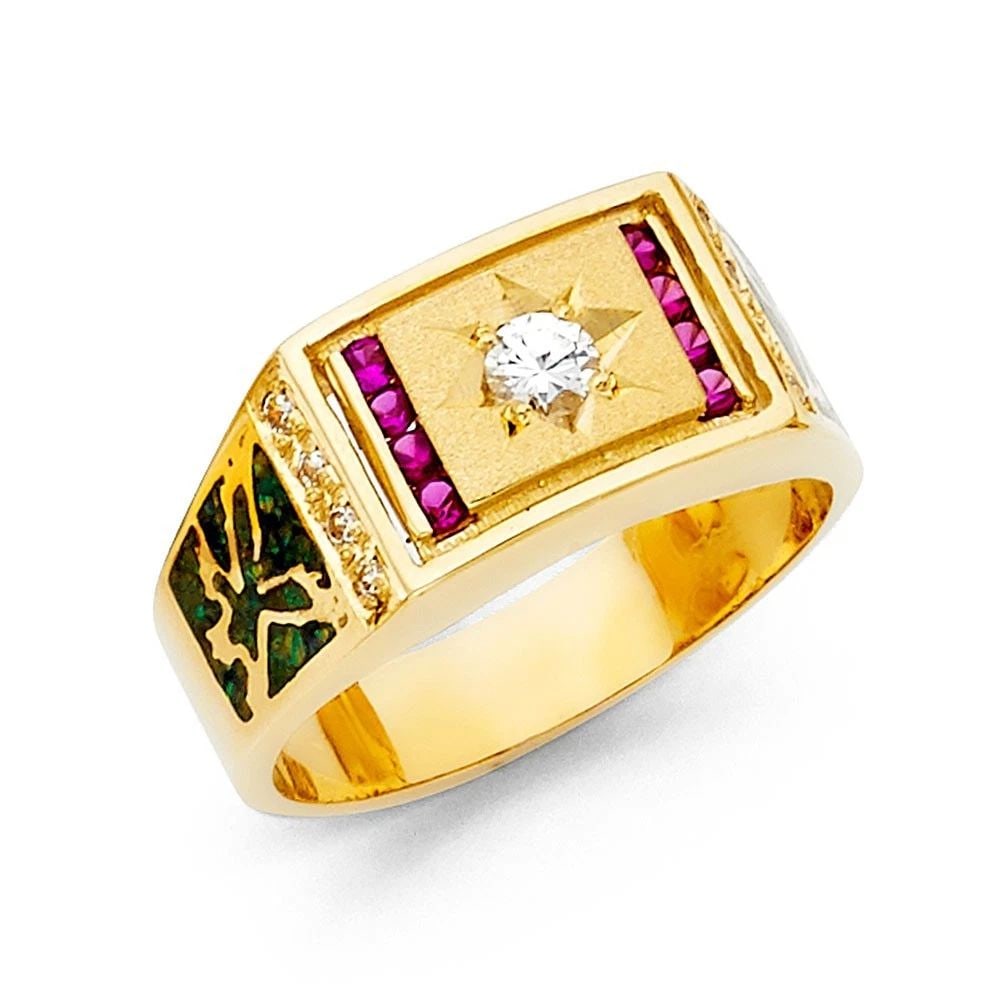 NEW 14K YELLOW GOLD MEN'S RING WITH RUBY - SIZE 10 (1 of 2)