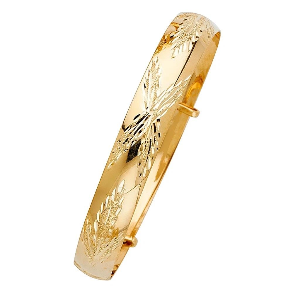 NEW 14K YELLOW GOLD ADJUSTABLE LADIES BANGLE: NEW 14K YELLOW GOLD ADJUSTABLE BANGLE ADJUSTABLE BANGLE NEW 14K YELLOW GOLD LENGTH - 7in Apx WEIGHT - 5g