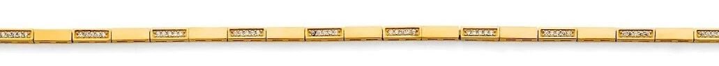 NEW 14K YELLOW GOLD LADIES FANCY BRACELET: NEW 14K YELLOW GOLD FANCY BRACELET FANCY BRACELET NEW 14K YELLOW GOLD C Z LENGTH - 7.25in Apx WEIGHT - 6.7g