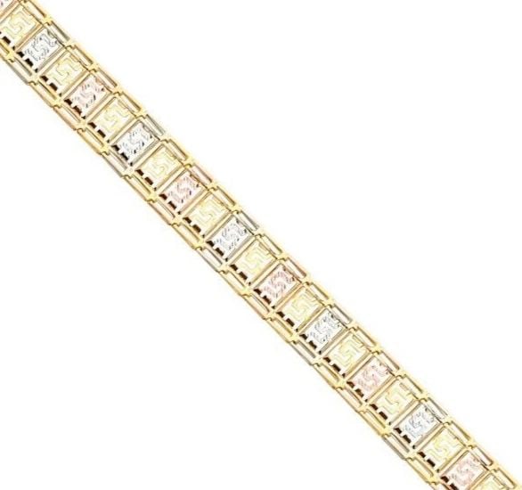NEW 14K TRI COLOR GOLD FANCY BRACELET: NEW 14K TRI COLOR GOLD FANCY BRACELET FANCY BRACELET NEW 14K TRI COLOR GOLD LENGTH - 7.5in Apx WEIGHT - 6.7g