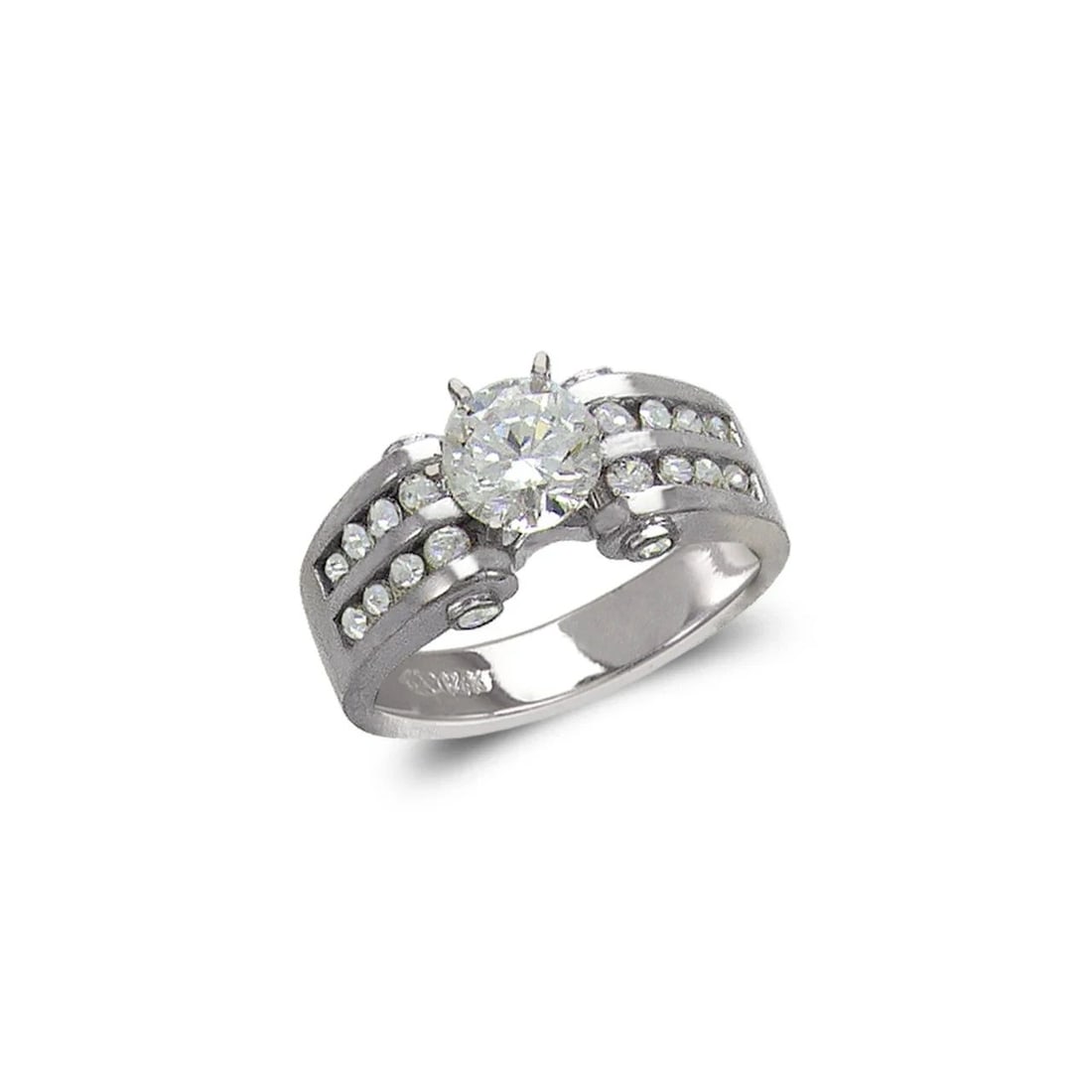 NEW 14K WHITE GOLD LADIES FASHION WHITE SOLITAIRE RING: NEW 14K WHITE GOLD LADIES FASHION WHITE SOLITAIRE RING LADIES FASHION WHITE SOLITAIRE RING NEW 14K WHITE GOLD Apx. WIDTH: 8mm Apx. WEIGHT: 6.7g