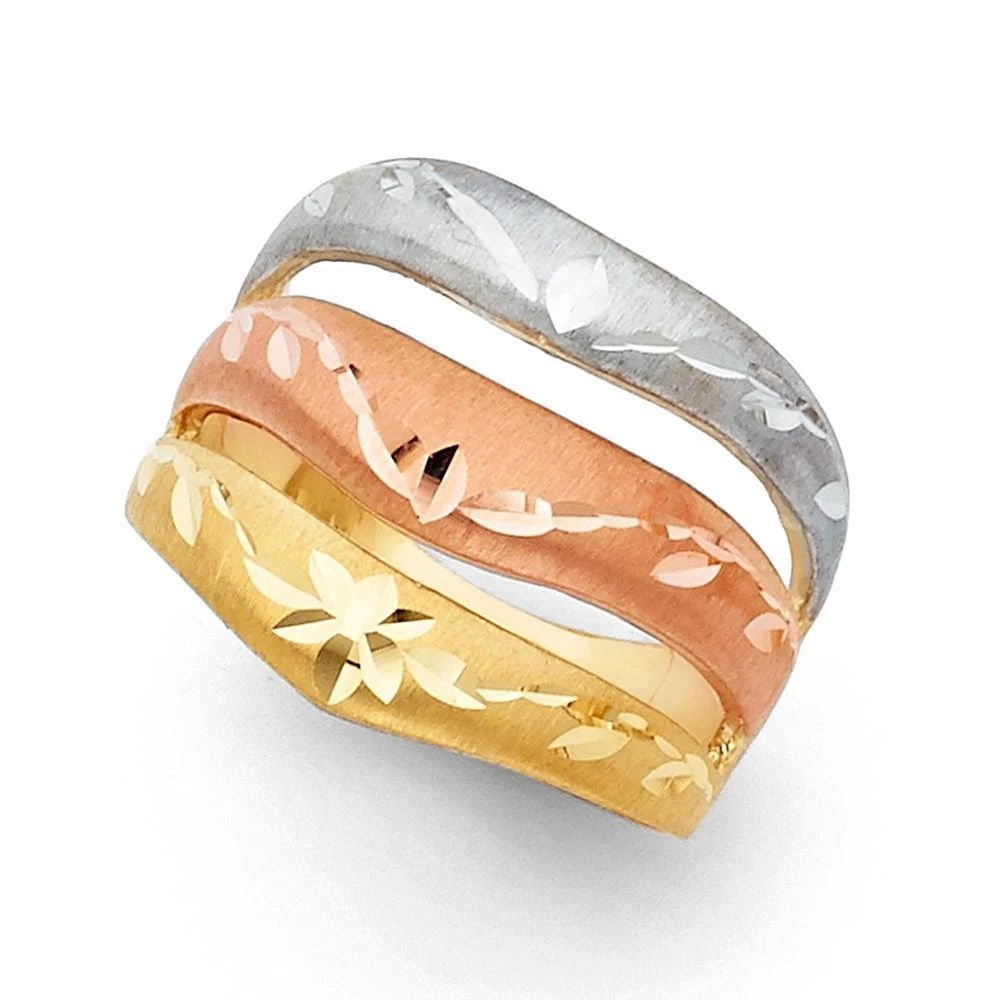 NEW 14K TRI COLOR GOLD SEMANARIO RING - SIZE 7: NEW 14K TRI COLOR GOLD SEMANARIO RING SEMANARIO RING NEW 14K TRI COLOR GOLD WIDTH : 18 mm WEIGHT : 6.7g