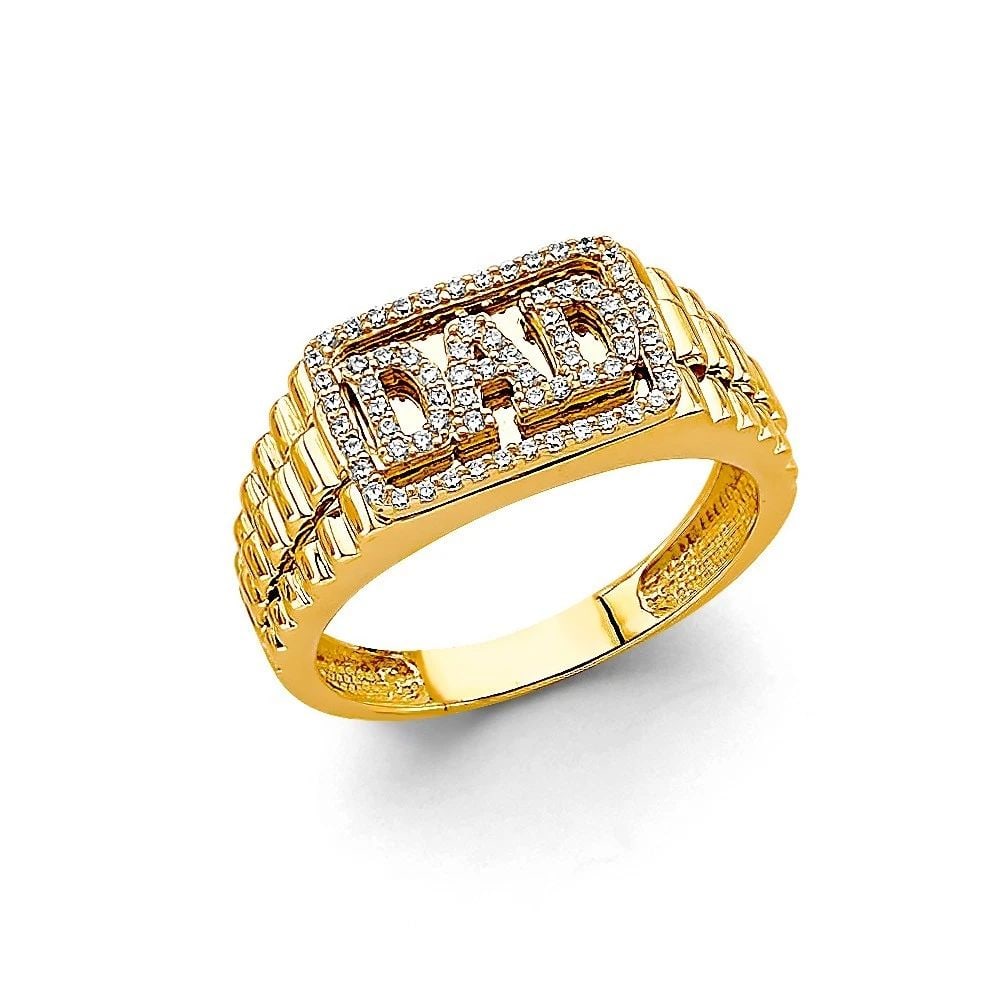 NEW 14K TWO TONE GOLD DAD MEN'S RING - SIZE 10: NEW 14K TWO TONE GOLD DAD MEN'S RING DAD MEN'S RING NEW 14K TWO TONE GOLD WIDTH : WEIGHT : 6.6g