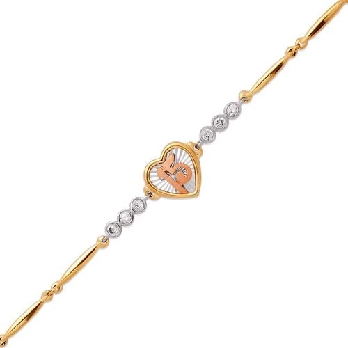 NEW 14K TRICOLOR GOLD FANCY 15 ANOS BRACELET: NEW 14K TRICOLOR GOLD FANCY 15 ANOS BRACELET FANCY 15 ANOS BRACELET NEW 14K TRICOLOR GOLD LENGTH: 7" inch AVERAGE Apx WEIGHT: 6.6g