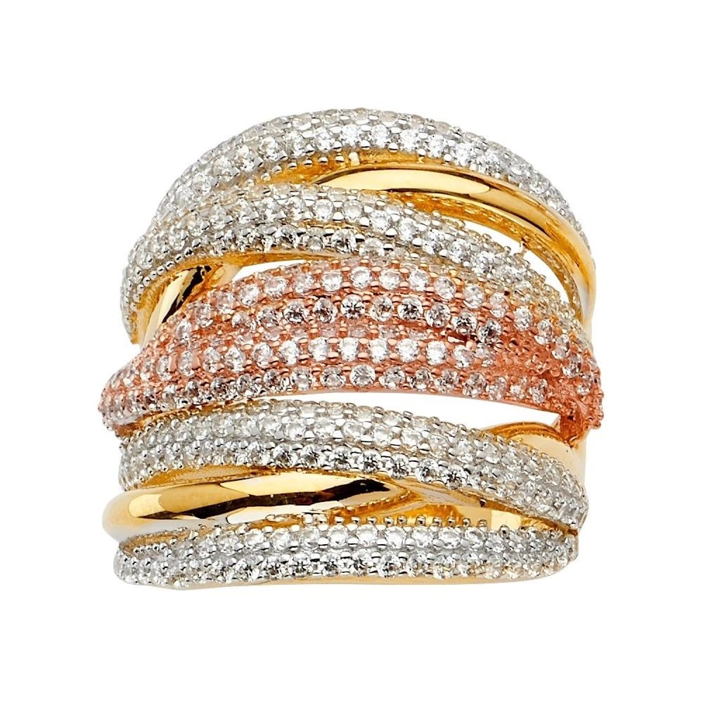 NEW 14K TRI COLOR GOLD FANCY RING - SIZE 7 (1 of 2)