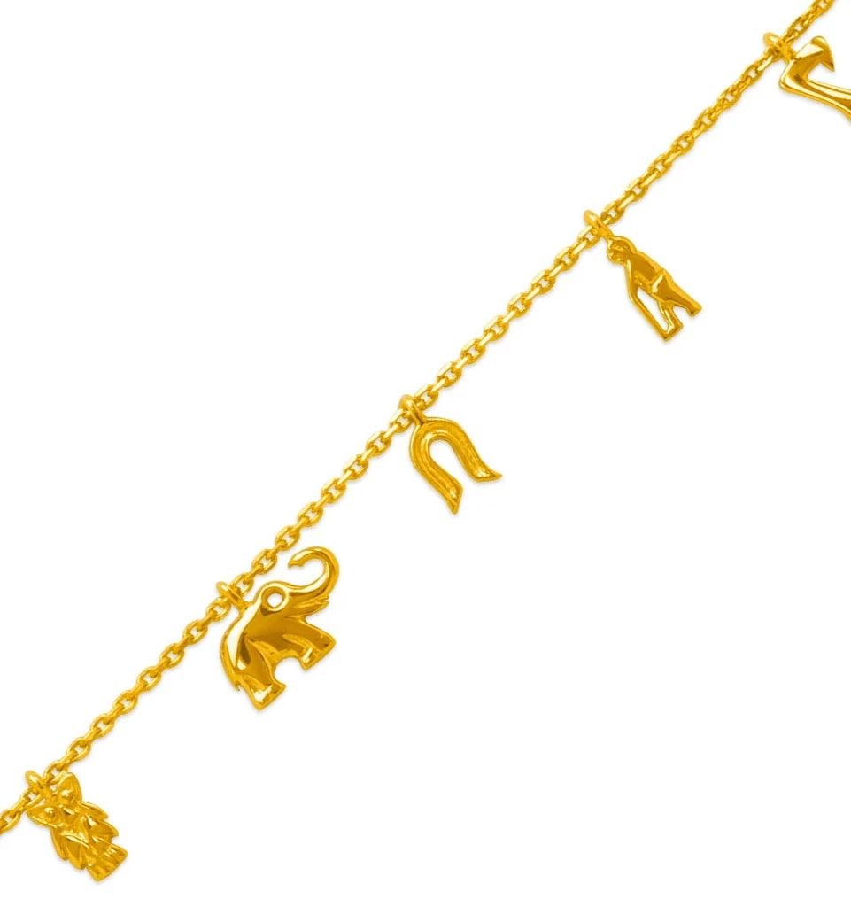 NEW 14K YELLOW GOLD OWL ELEPHANT HORSESHOE CHARM ANKLET: NEW 14K YELLOW GOLD CHARM ANKLET 14K Yellow Gold Approx. 1.5mm Link Approx. 9mm Charm 10" Long High Polished/Diamond Cut Lobster Lock Weight: 4.4 Grams