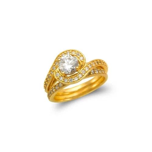 NEW 14K YELLOW GOLD LADIES FANCY SOLITAIRE RING (1 of 2)