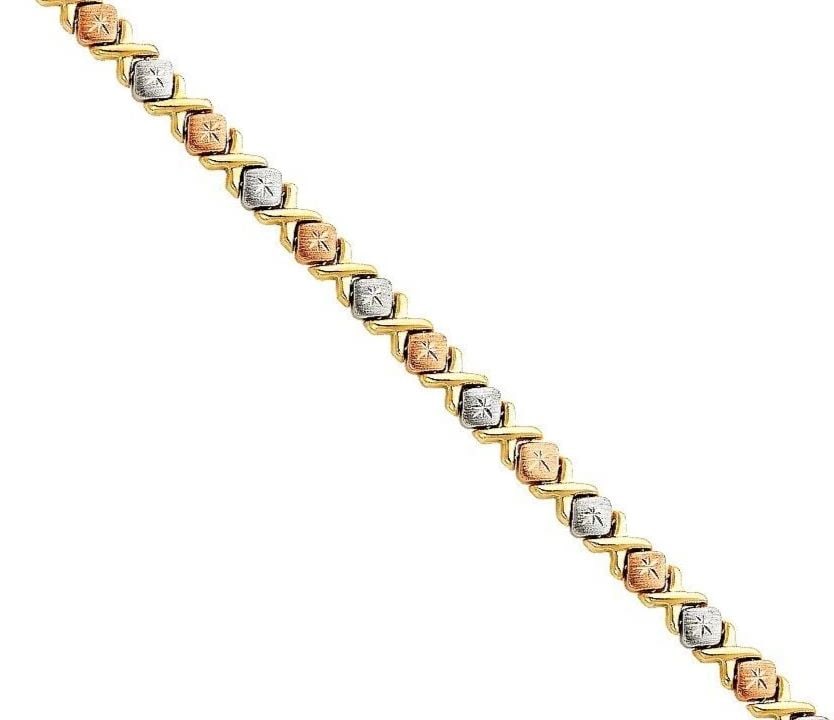 NEW 14K TRI COLOR GOLD LIGHT STAMPATO BRACELET: NEW 14K TRI COLOR GOLD LIGHT STAMPATO BRACELET LIGHT STAMPATO BRACELET NEW 14K TRI COLOR GOLD LENGTH - 7.5in Apx WEIGHT - 6.3g