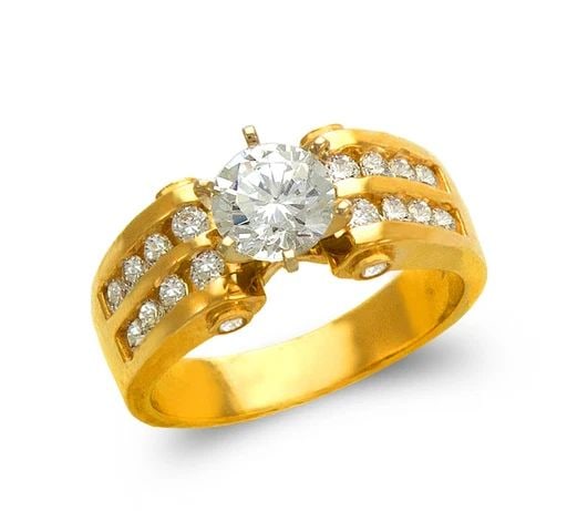 NEW 14K YELLOW GOLD LADIES FASHION SOLITAIRE RING: NEW 14K YELLOW GOLD LADIES FASHION SOLITAIRE RING LADIES FASHION SOLITAIRE RING NEW 14K YELLOW GOLD Apx. SIZE: 8mm Apx. WEIGHT: 6.3g
