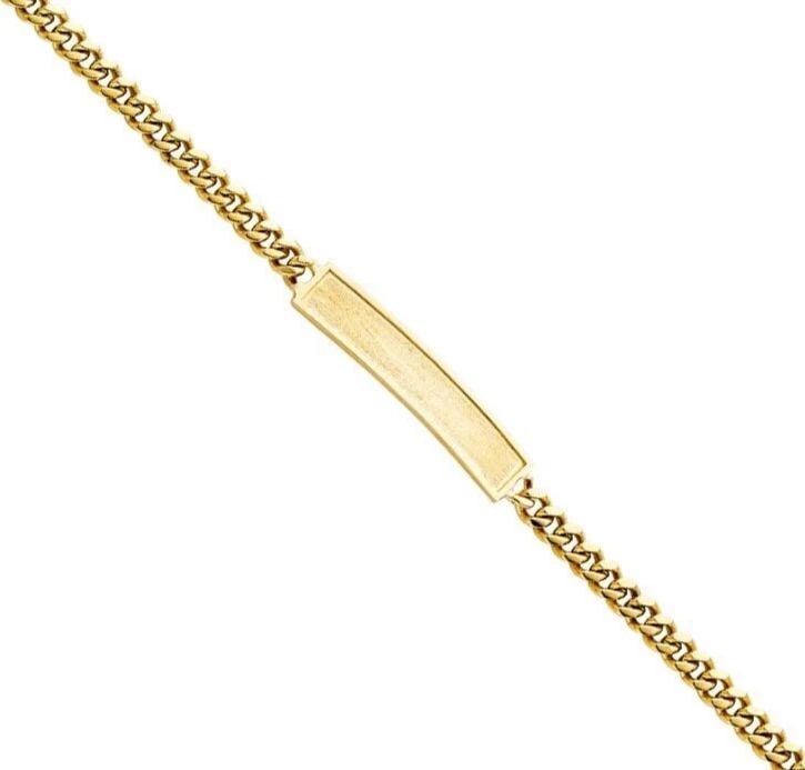 NEW 14K YELLOW GOLD CURB FRAME KIDS ID BRACELET: 14K YELLOW GOLD CUBAN FRAME KIDS ID BRACELET CUBAN FRAME KIDS ID BRACELET NEW 14K YELLOW GOLD LENGTH - 6in Apx WEIGHT - 6.3g