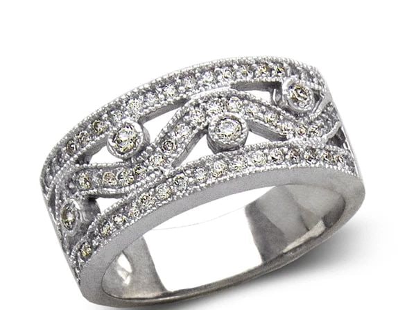 NEW 14K WHITE GOLD LADIES FASHION WHITE BAND RING: NEW 14K WHITE GOLD LADIES FASHION WHITE BAND RING LADIES FASHION WHITE BAND RING NEW 14K WHITE GOLD Apx. WIDTH: 9mm Apx. WEIGHT: 6.3g