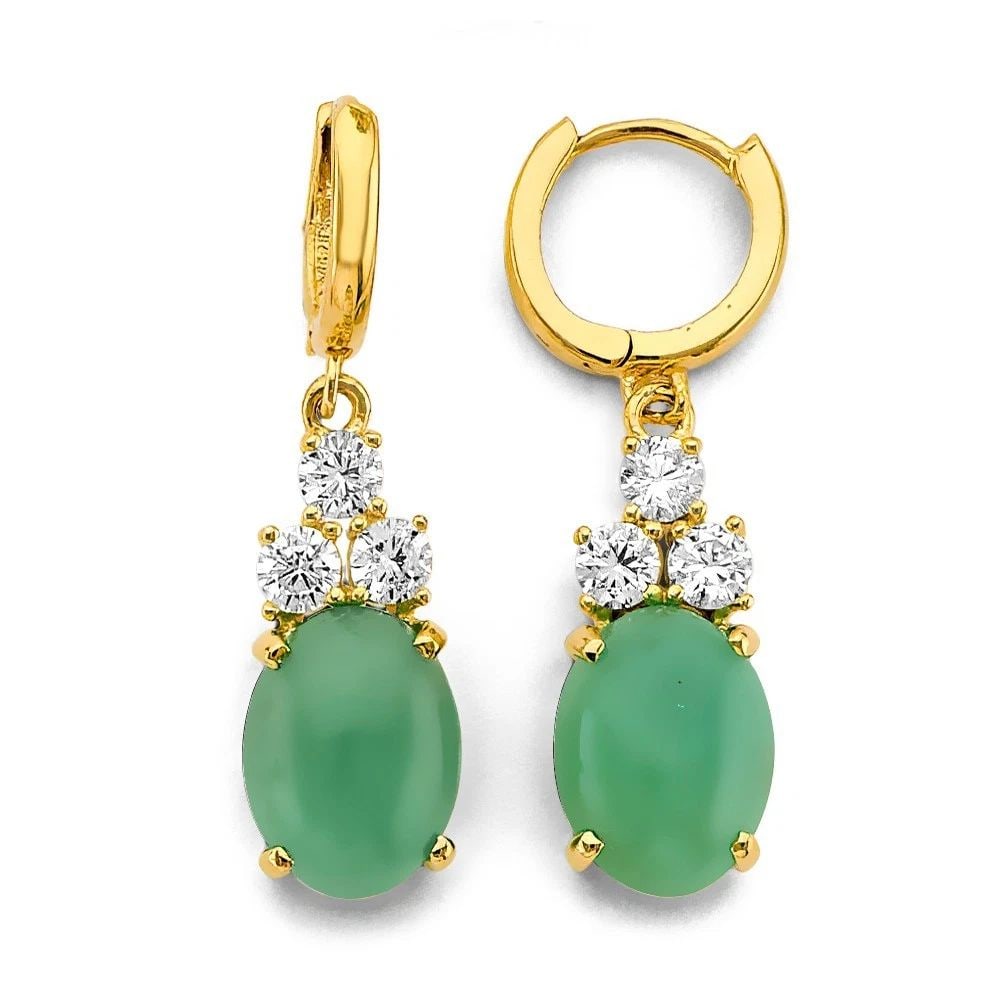 NEW 14K YELLOW GOLD JADE EARRINGS/SET (1 of 2)