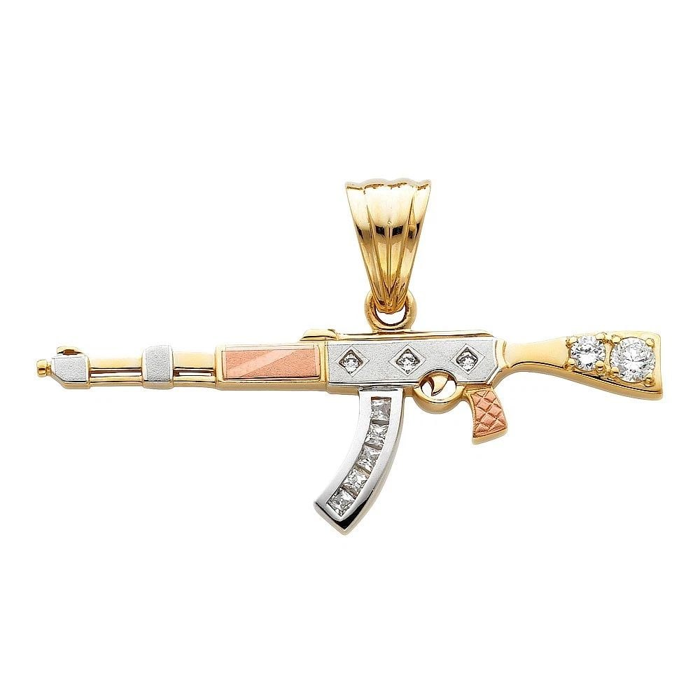 NEW 14K TRI COLOR GOLD RIFLE GUN PENDANT (1 of 2)