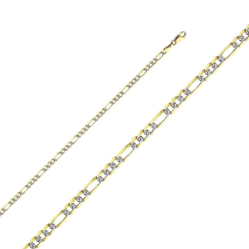 NEW NEW 14K YELLOW GOLD 3.1MM FIGARO 3+1 WP CHAIN: NEW 14K YELLOW GOLD 3.1MM FIGARO 3+1 WP CHAIN FIGARO 3+1 WP CHAIN NEW 14K YELLOW GOLD WIDTH: 3.1mm AVERAGE Apx WEIGHT: 6.2g