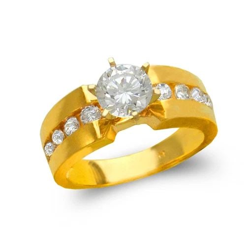 NEW 14K YELLOW GOLD LADIES FASHION SOLITAIRE RING: NEW 14K YELLOW GOLD LADIES FASHION SOLITAIRE RING LADIES FASHION SOLITAIRE RING NEW 14K YELLOW GOLD Apx. SIZE: 7mm Apx. WEIGHT: 6.2g