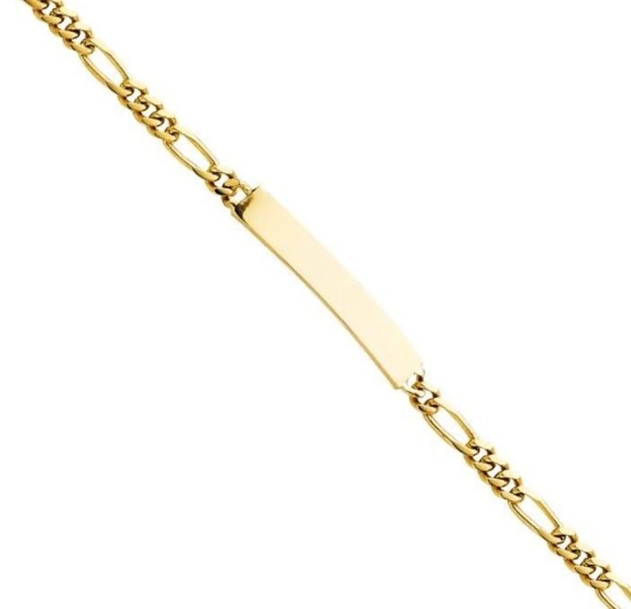 NEW 14K YELLOW GOLD FIGARO PLAIN KIDS ID BRACELET: 14K YELLOW GOLD FIGARO PLAIN KIDS ID BRACELET FIGARO PLAIN KIDS ID BRACELET NEW 14K YELLOW GOLD LENGTH - 6in Apx WEIGHT - 6.2g