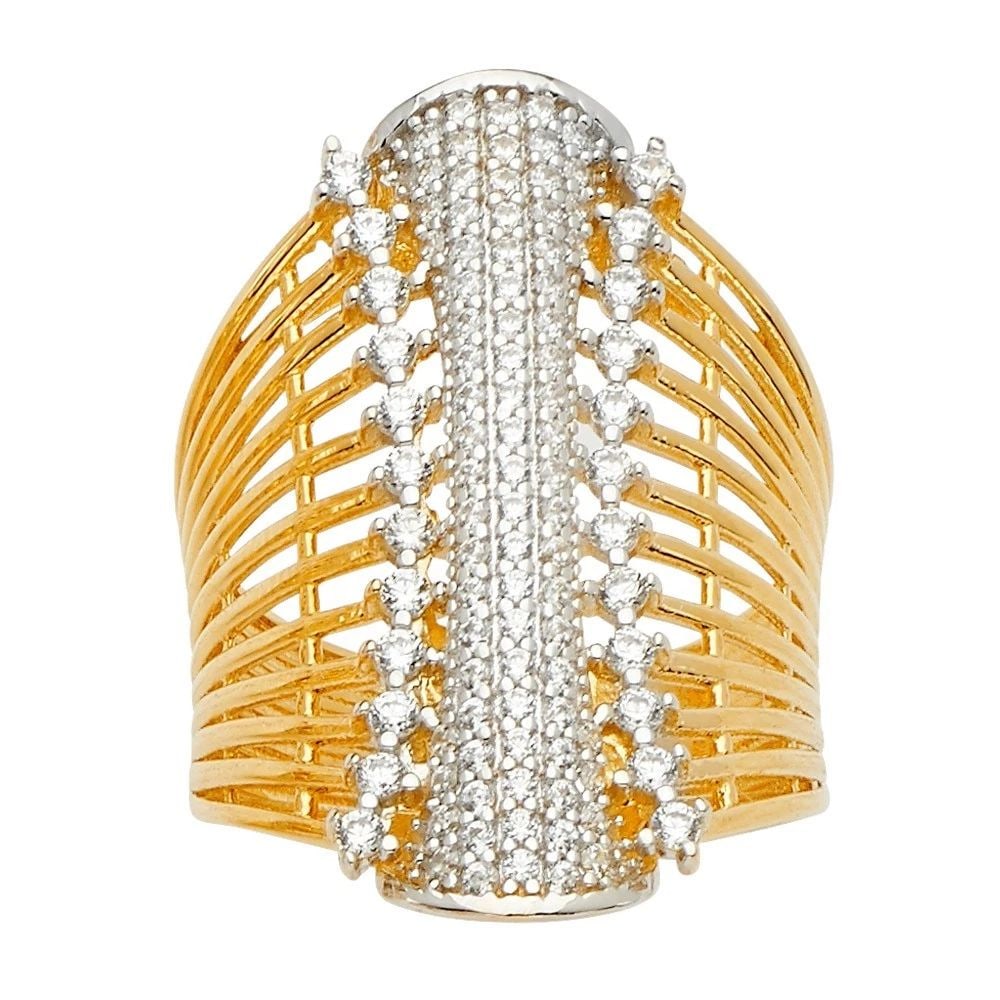 NEW 14K TWO TONE GOLD FANCY RING - SIZE 7: NEW 14K TWO TONE GOLD FANCY RING FANCY RING NEW 14K TWO TONE GOLD WIDTH : WEIGHT : 6.1g