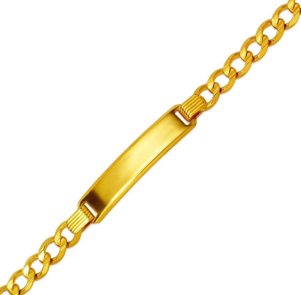 NEW 14K YELLOW GOLD CURB X-LIGHT BABY ID BRACELET (1 of 2)