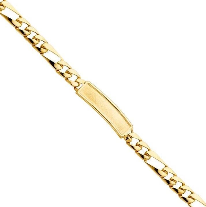 NEW 14K YELLOW GOLD STAMP FIGARO LINK BABY ID BRACELET: NEW 14K YELLOW GOLD STAMP FIGARO LINK F BABY ID BRACELET STAMP FIGARO LINK F BABY ID BRACELET NEW 14K YELLOW GOLD LENGTH - 6in Apx WEIGHT - 6.1g