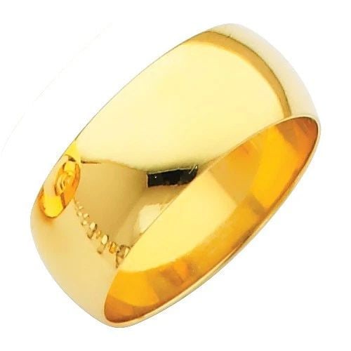 NEW 14K YELLOW GOLD 8MM PLAIN WEDDING BAND (1 of 1)