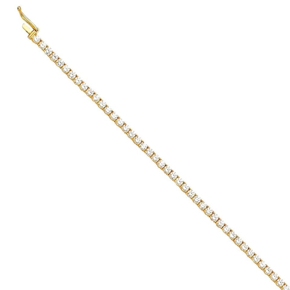 NEW 14K YELLOW GOLD TENNIS BRACELET (2.75MM): NEW 14K YELLOW GOLD TENNIS BRACELET (2.75MM) TENNIS BRACELET (2.75MM) NEW 14K YELLOW GOLD LENGTH - 7.25in Apx WEIGHT - 5.9g