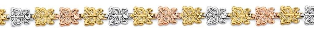 NEW 14K TRI COLOR GOLD BUTTERFLY BRACELET (1 of 2)