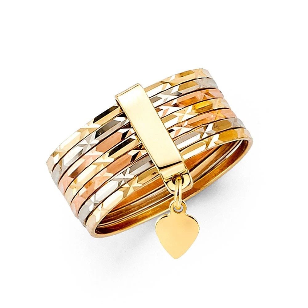 NEW 14K TRI COLOR GOLD 8MM 7DAYS BAND RING - SIZE 6-10 (1 of 2)