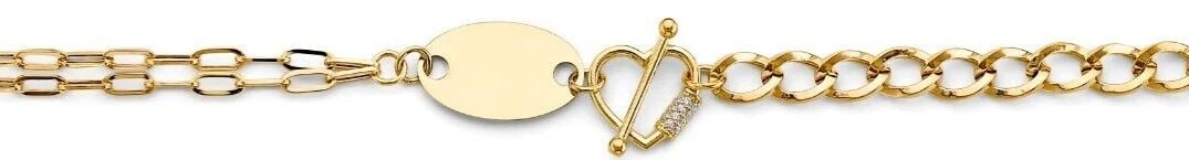 NEW 14K YELLOW GOLD HEART & ENGRAVABLE LINK BRACELET (1 of 2)