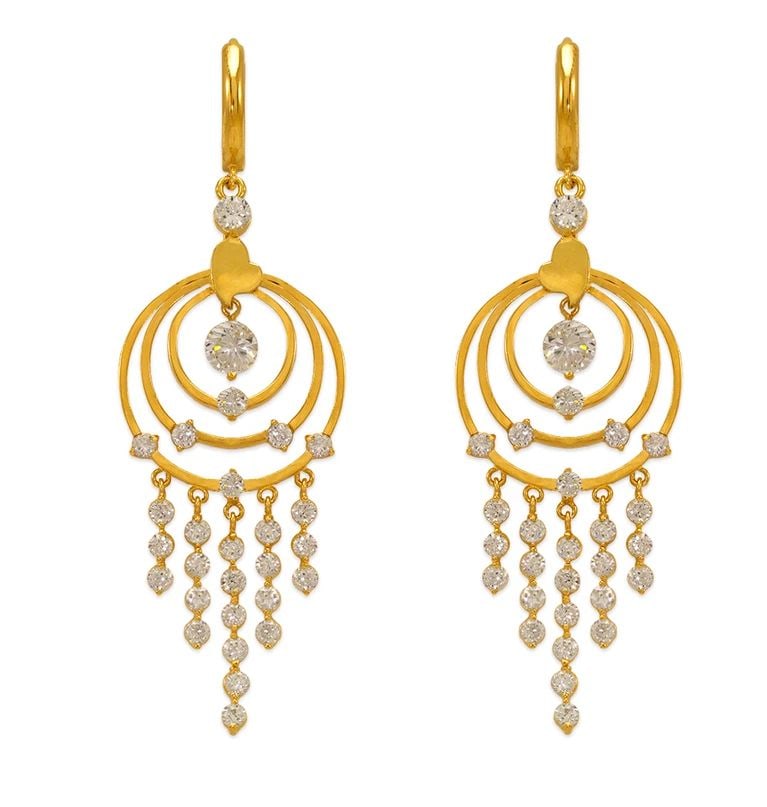 NEW 14K YELLOW GOLD FANCY CIRCLE EARRINGS: NEW 14K YELLOW GOLD FANCY CIRCLE EARRINGS FANCY CIRCLE EARRINGS NEW 14K YELLOW GOLD Width: Approx. 18x57mm Apx WEIGHT: 5.8g